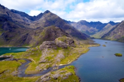 mountain, lake